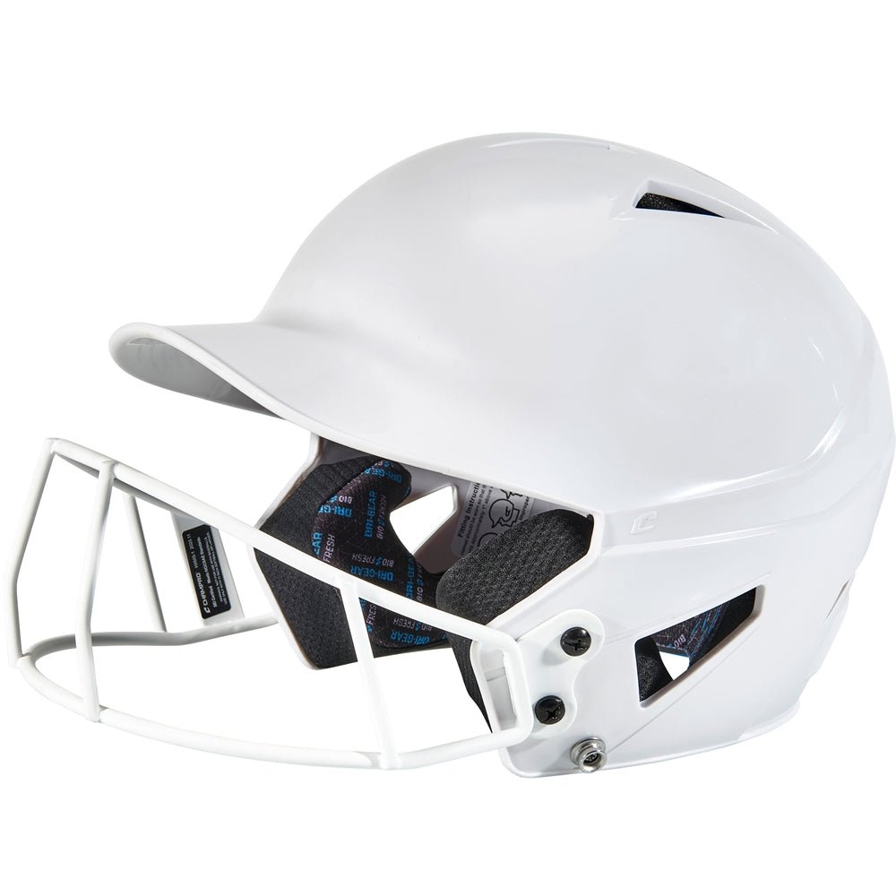 Champro Uncoated HX Softball Helmet w/Mask | Champro HXFPU WHITE Standard Baseball & Softball Protective Gear