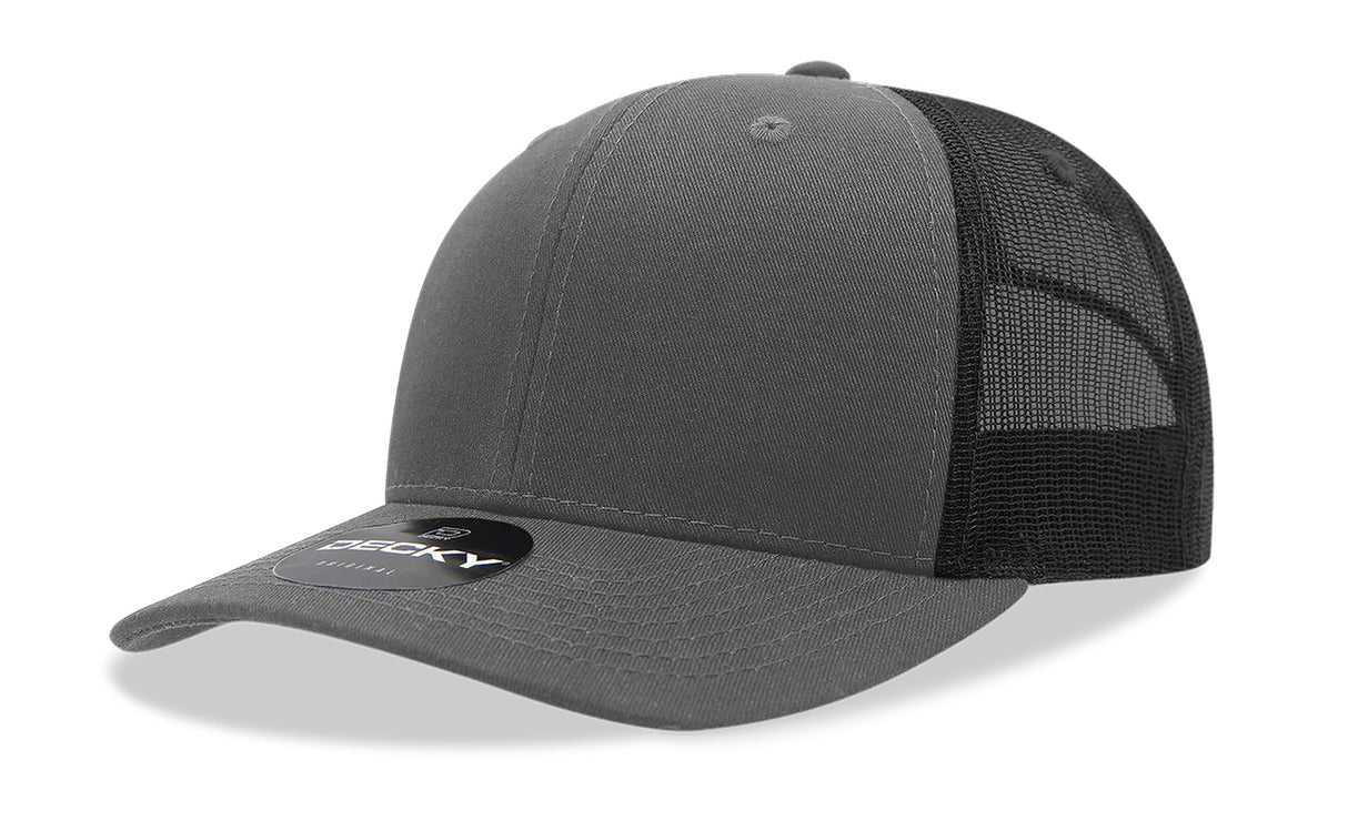 Decky 6 Panel Mid Profile Structured Cotton Blend Trucker | Decky 6021