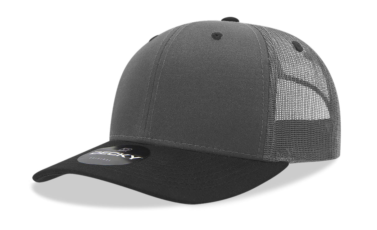 Decky 6 Panel Mid Profile Structured Cotton Blend Trucker | Decky 6021