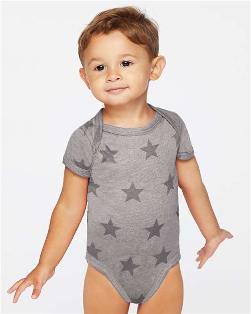 Code Five Infant Star Print Bodysuit - Code Five 4329 Granite Heather Star 6M