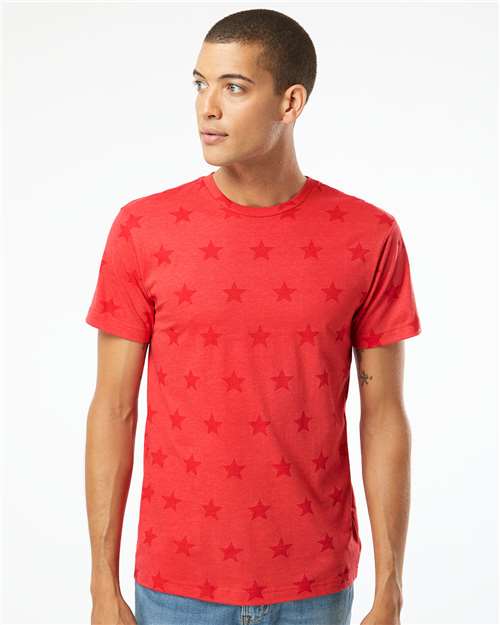 Code Five Men's Star Print Tee - Code Five 3929 Red Star S Short Sleeve T-Shirts