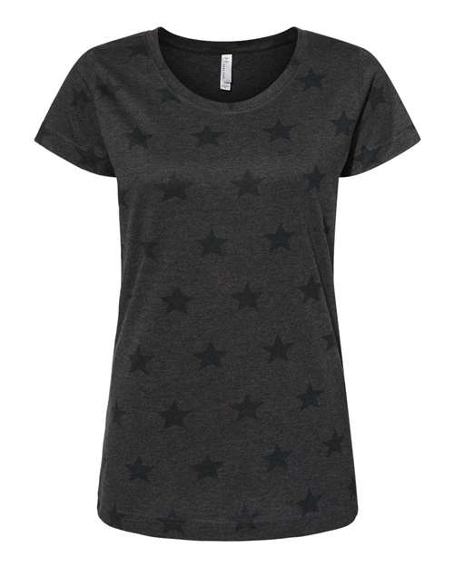Code Five Women's Star Print Scoop Neck Tee - Code Five 3629 Smoke Star S Short Sleeve T-Shirts