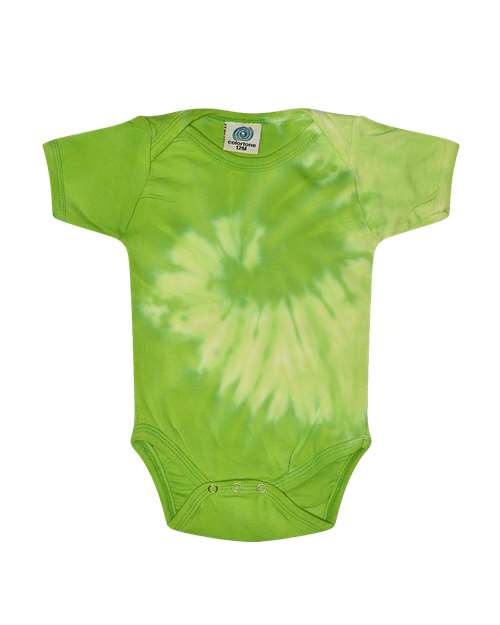 Colortone Infant Tie - Dyed Onesie - Colortone 5100 Spiral Lime 24M