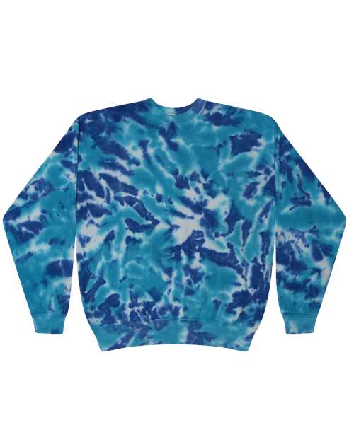 Colortone Unisex Tie - Dyed Fleece Crewneck Sweatshirt - Colortone 8100 Multi Blue S Crewneck Sweatshirts