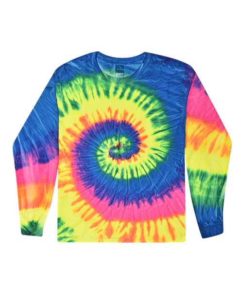 Colortone Youth Tie - Dyed Long Sleeve T-Shirt - Colortone 2000Y Neon Rainbow XS Long Sleeve T-Shirts