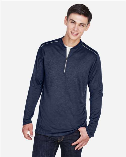 CORE365 Men's Kinetic Performance Quarter - Zip Pullover - CORE365 CE401 Classic Navy Heather/ Carbon S