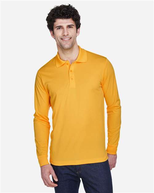 CORE365 Men's Pinnacle Performance Long Sleeve Piqué Polo - CORE365 88192 Campus Gold S