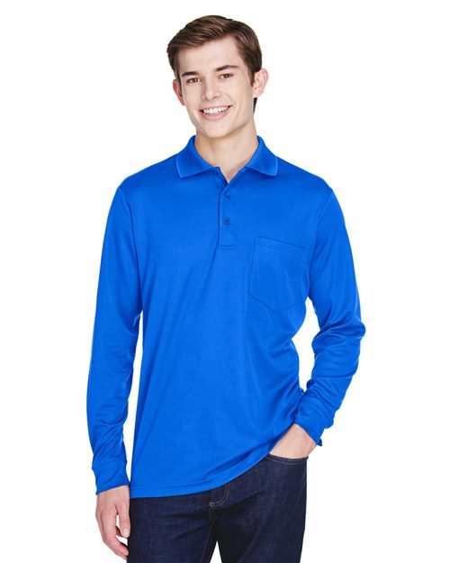 CORE365 Men's Pinnacle Performance Long Sleeve Piqué Polo with Pocket - CORE365 88192P Black S