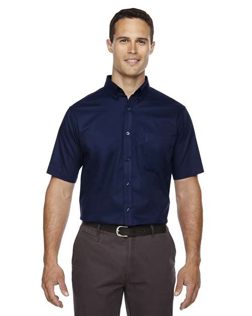 CORE365 Men's Tall Optimum Short Sleeve Twill Dress Shirt - CORE365 88194T Classic Navy LT