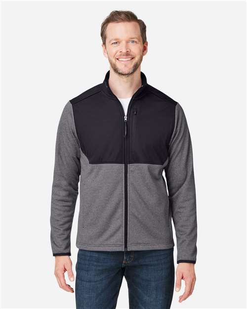 CORE365 Men's Venture Heathered Stripe Hybrid Jacket - CORE365 CE74 Black/ White S