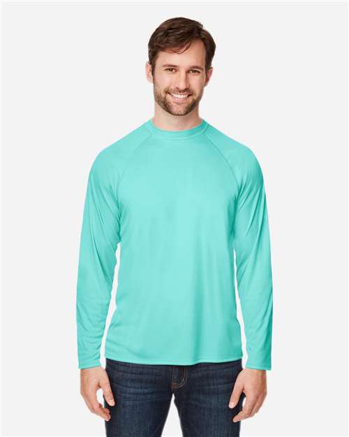 CORE365 Unisex Ultra UVP™ Marina Raglan Long Sleeve T-Shirt - CORE365 CE110 Sea Glass XS