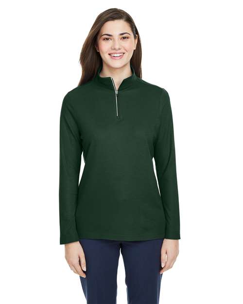 CORE365 Women's Fusion ChromaSoft™ Pique Quarter - Zip Pullover - CORE365 CE405W Forest XS