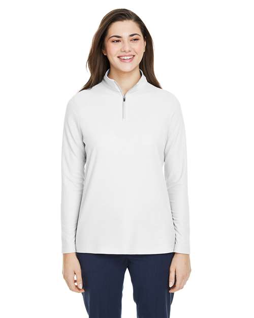 CORE365 Women's Fusion ChromaSoft™ Pique Quarter - Zip Pullover - CORE365 CE405W White XS