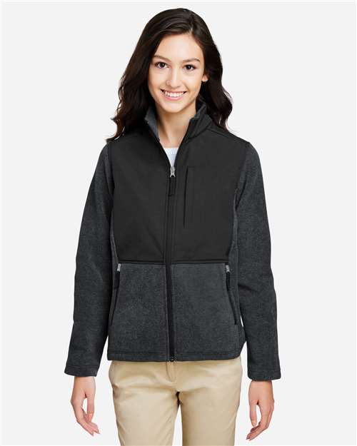 CORE365 Women's Journey Summit Hybrid Full - Zip - CORE365 CE890W Heather Charcoal/ Black S