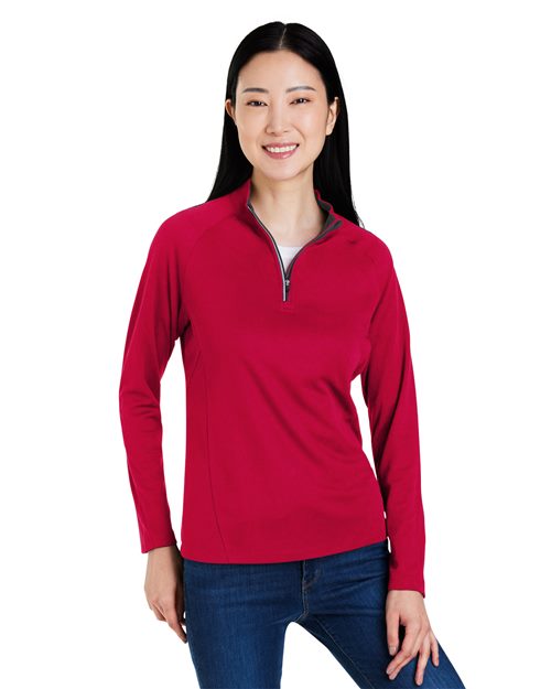 CORE365 Women's Origin Performance Pique Quarter - Zip Pullover - CORE365 CE418W Black/ Carbon XS