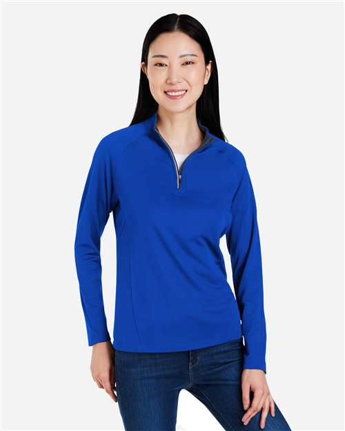CORE365 Women's Origin Performance Pique Quarter - Zip Pullover - CORE365 CE418W True Royal/ Carbon XS