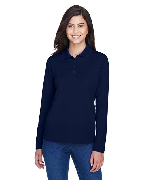 CORE365 Women's Pinnacle Performance Long Sleeve Piqué Polo - CORE365 78192 Black XS