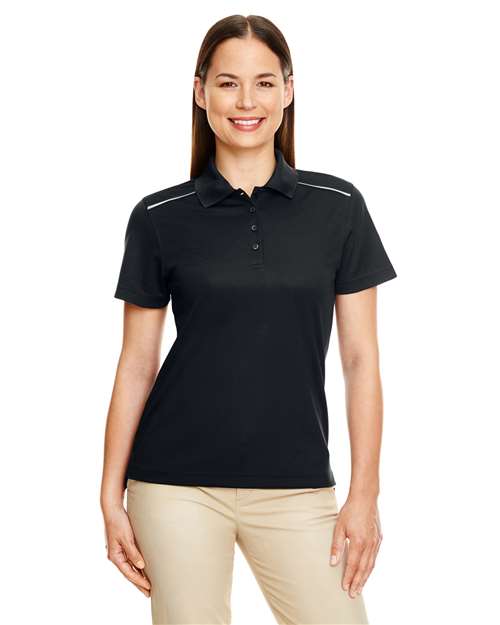 CORE365 Women's Radiant Performance Piqué Polo with Reflective Piping - CORE365 78181R Black XS