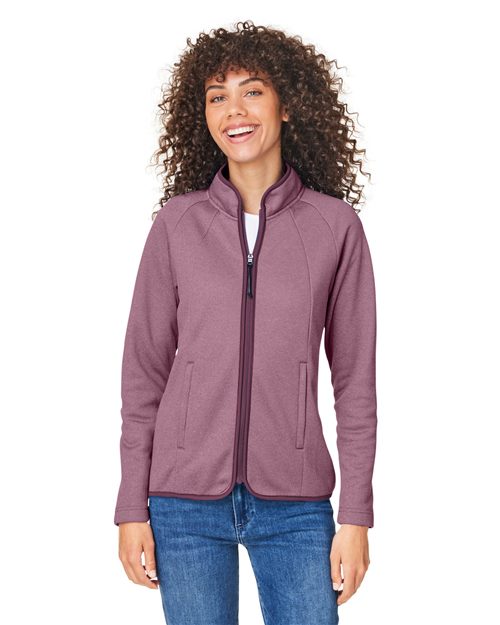 CORE365 Women's Venture Heathered Stripe Full - Zip Jacket - CORE365 CE72W Black/ White XS