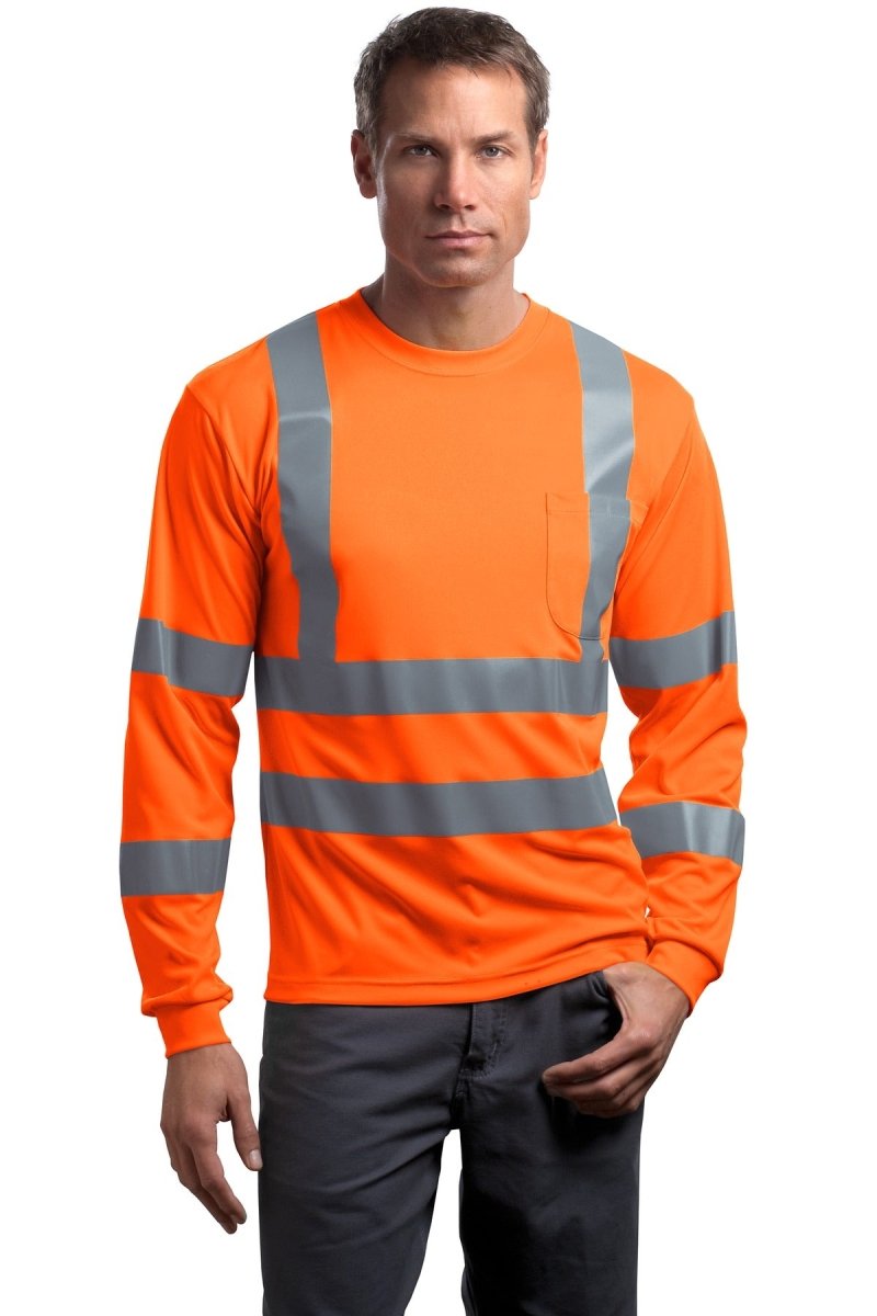 CornerStone ® - ANSI 107 Class 3 Long Sleeve Snag - Resistant Reflective T-Shirt. CS409 - CornerStone CS409 Safety Orange XS Short Sleeve T-Shirts