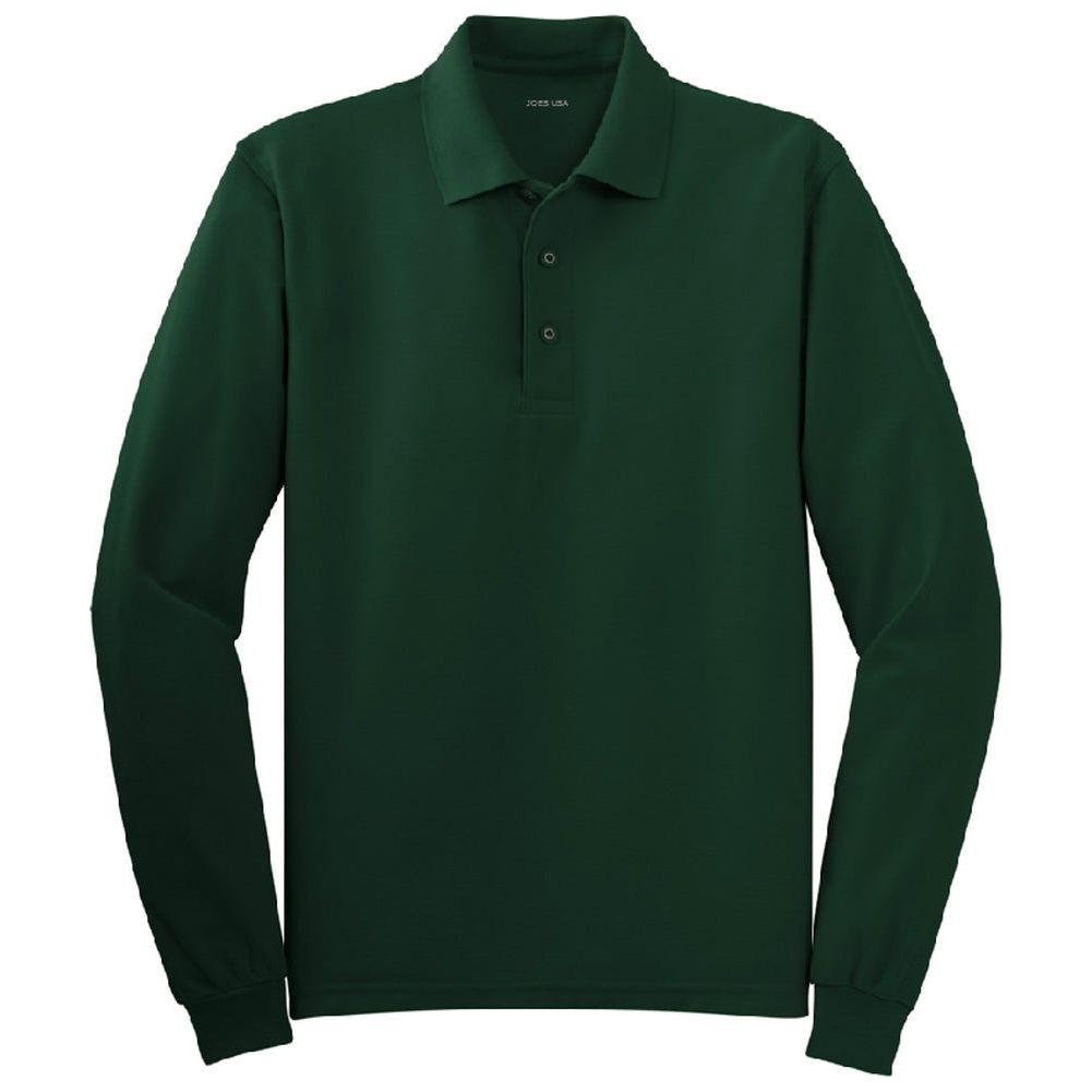 Joe's USA Mens Long Sleeve Silk Touch Polo Joe's USA X-Small Dark Green