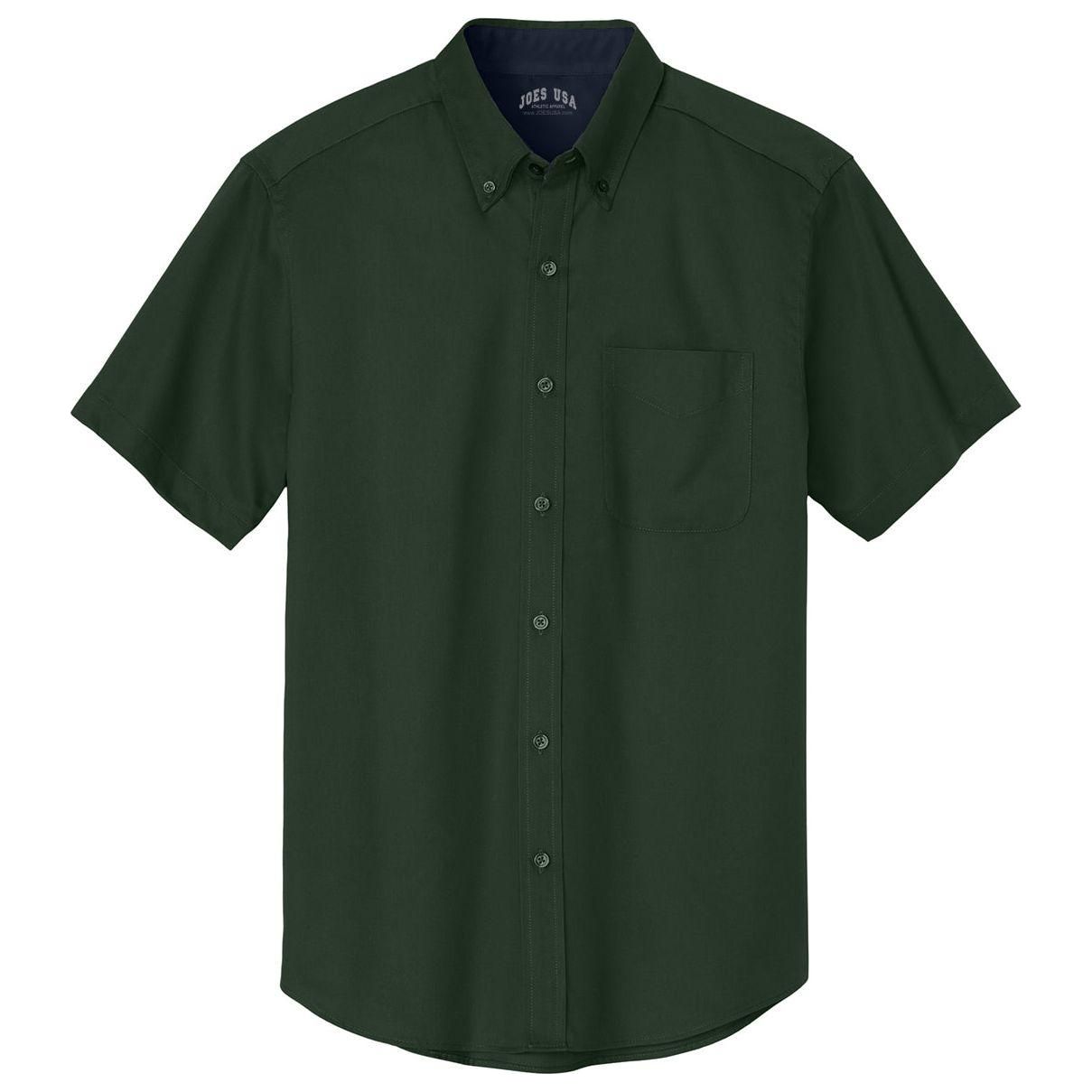 Joe's Men's Short Sleeve Button-Up Shirt - Dark Green / Navy Woven Shirts Joe's USA Dark Green / Navy Small