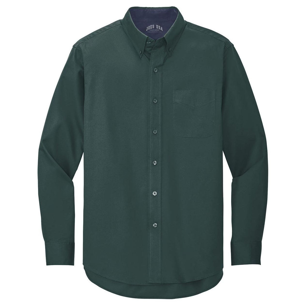 Men's Long Sleeve Wrinkle Resistant Easy Care Shirts in 26 Colors. Sizes XS-6XL - Dark Green / Navy Woven Shirts Joe's USA Dark Green / Navy Small