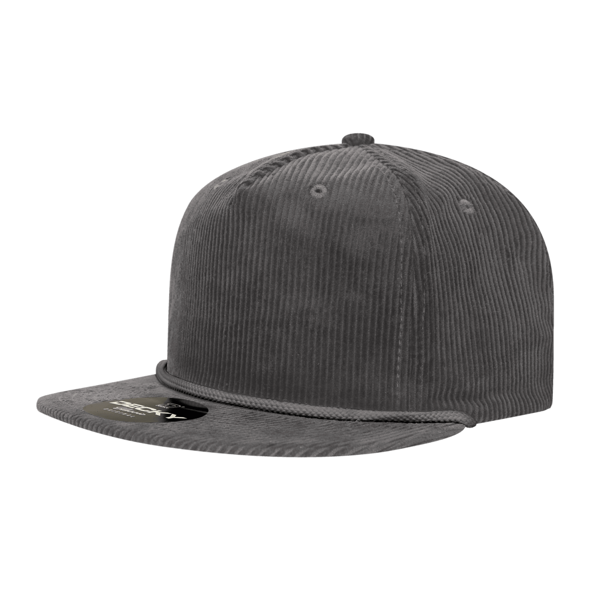 Decky 5 Panel High Profile Relaxed Corduroy Rope Hat | Decky 6043 Charcoal Standard Hats