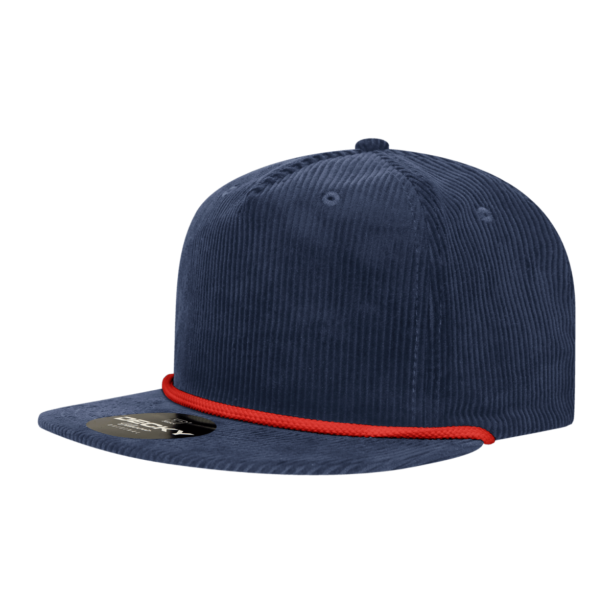 Decky 5 Panel High Profile Relaxed Corduroy Rope Hat | Decky 6043 Navy/Red Standard Hats