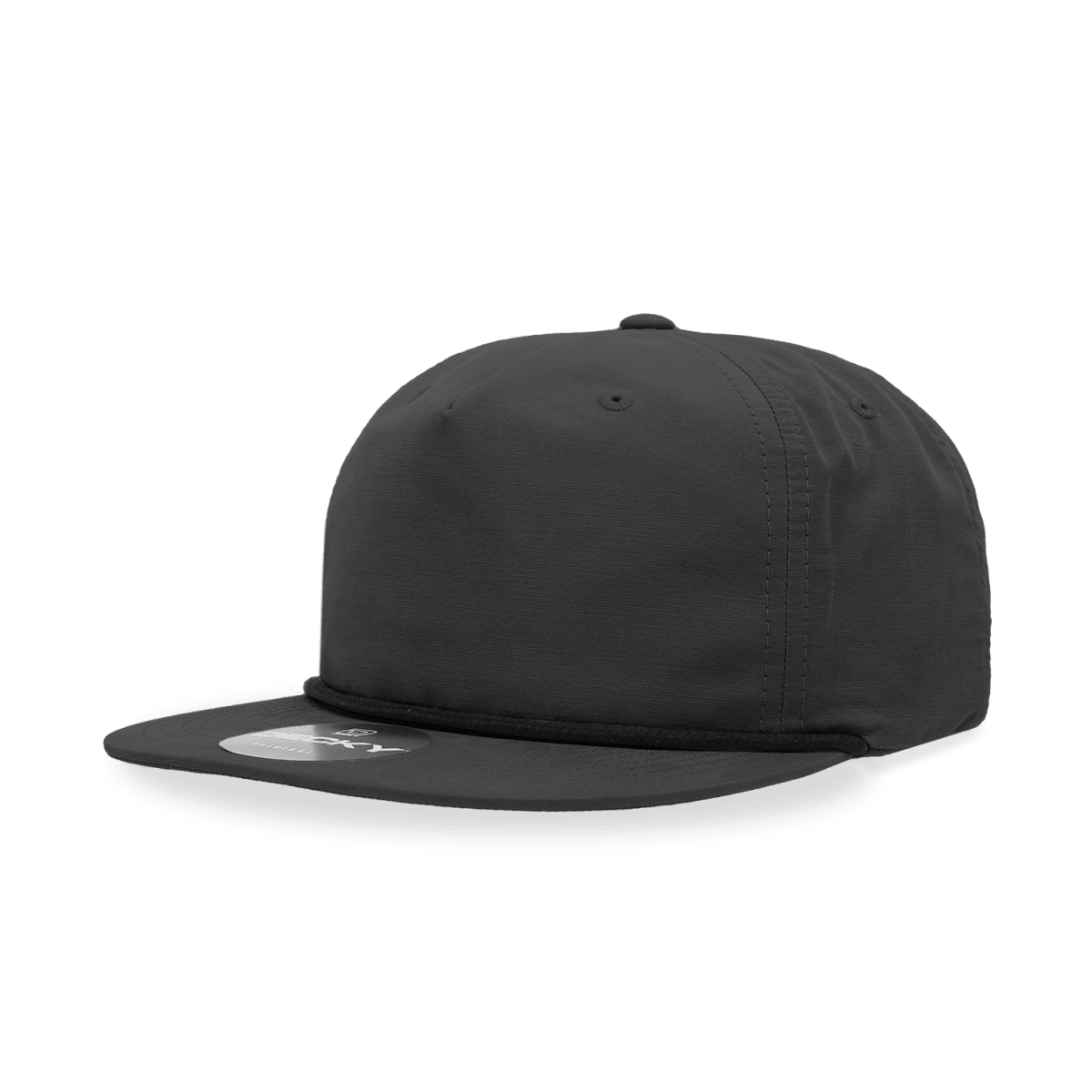 Decky 5 Panel High Profile Relaxed Cotton Blend Rope Hat | Decky 6032 Black Standard Hats