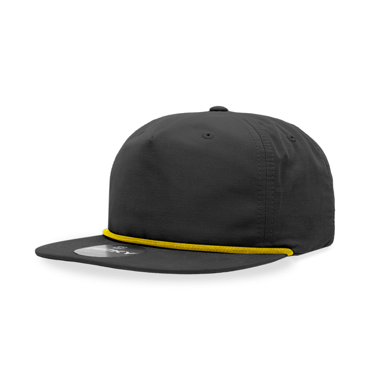 Decky 5 Panel High Profile Relaxed Cotton Blend Rope Hat | Decky 6032 Black/Gold Standard Hats
