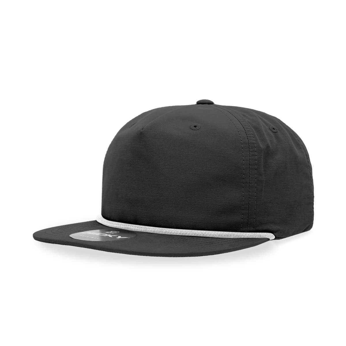 Decky 5 Panel High Profile Relaxed Cotton Blend Rope Hat | Decky 6032 Black/White Standard Hats