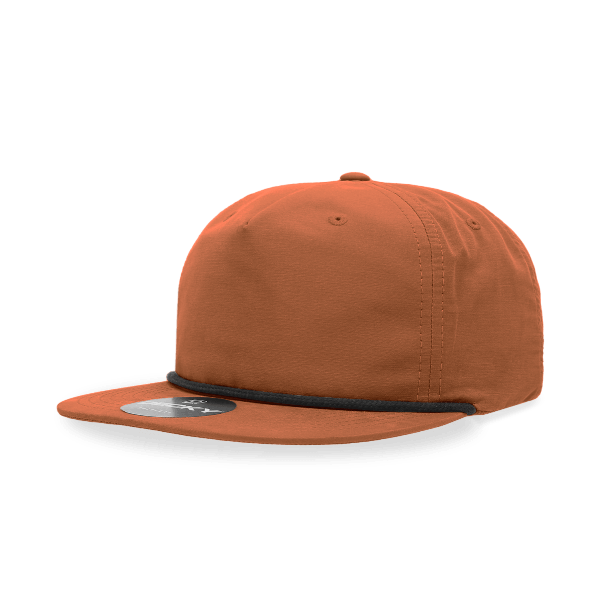 Decky 5 Panel High Profile Relaxed Cotton Blend Rope Hat | Decky 6032 BurntOrange/Black Standard Hats