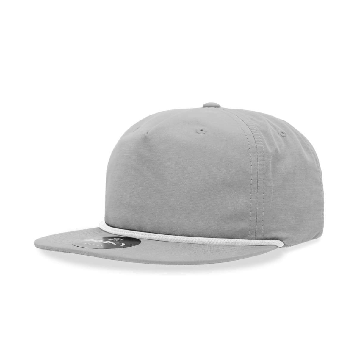 Decky 5 Panel High Profile Relaxed Cotton Blend Rope Hat | Decky 6032 Grey/White Standard Hats