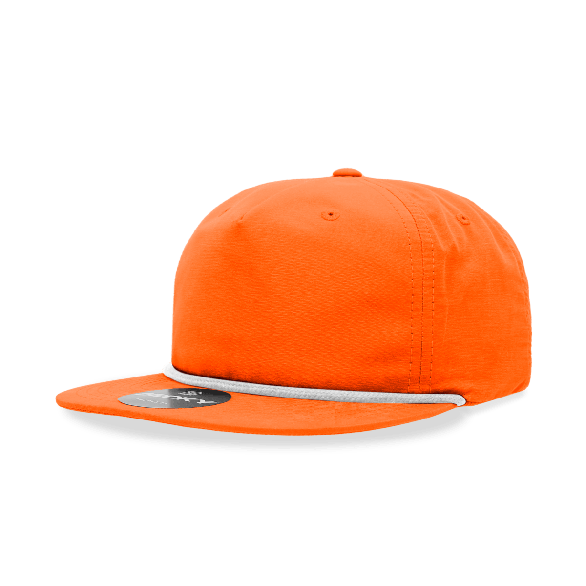 Decky 5 Panel High Profile Relaxed Cotton Blend Rope Hat | Decky 6032 Orange/White Standard Hats