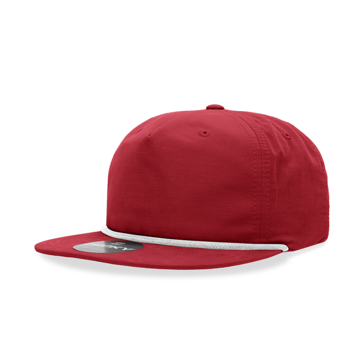 Decky 5 Panel High Profile Relaxed Cotton Blend Rope Hat | Decky 6032 Red/White Standard Hats