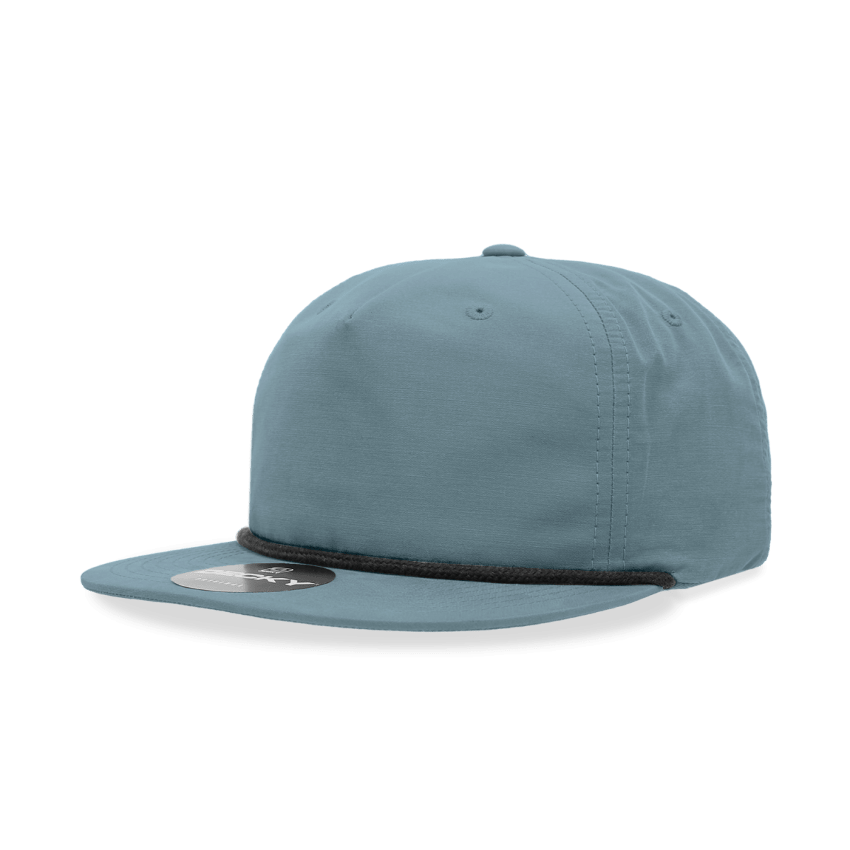 Decky 5 Panel High Profile Relaxed Cotton Blend Rope Hat | Decky 6032 Sky/Black Standard Hats