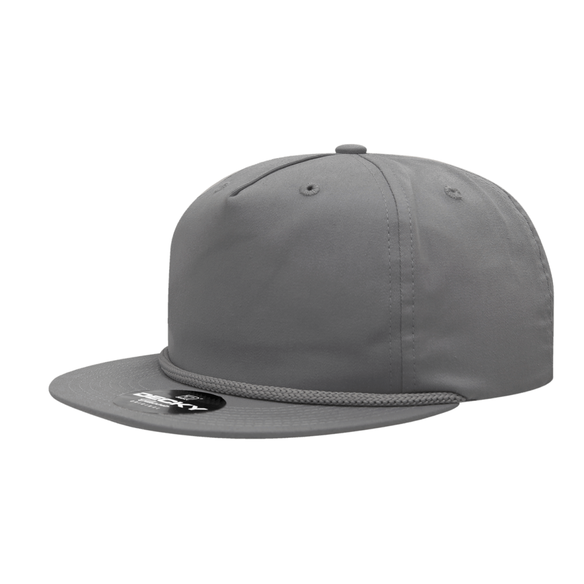 Decky 5 Panel High Profile Relaxed Cotton Blend Rope Hat | Decky 6042 Grey Standard Hats