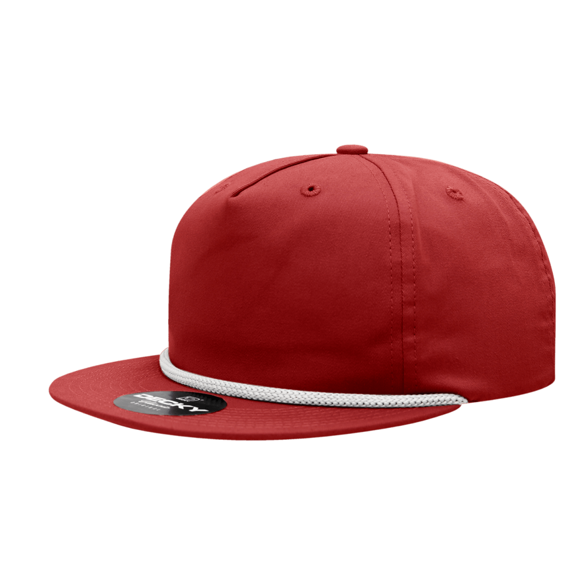 Decky 5 Panel High Profile Relaxed Cotton Blend Rope Hat | Decky 6042 Red/White Standard Hats
