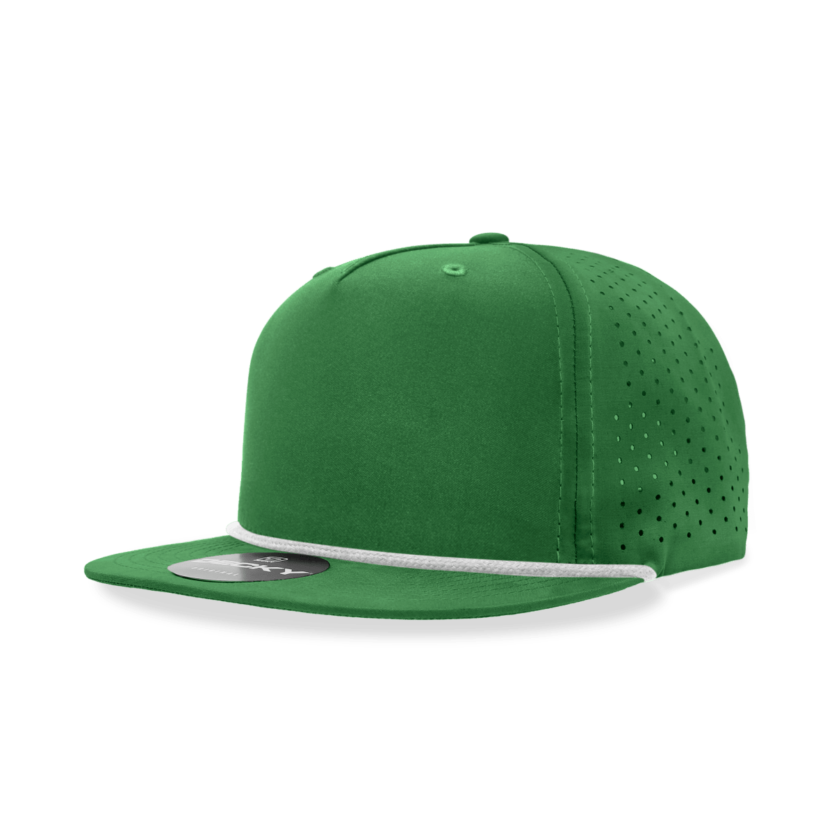 Decky 5 Panel High Profile Relaxed Perforated Performance Rope Hat | Decky 6226 Forest/White Standard Hats