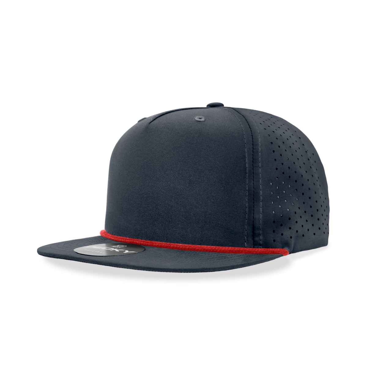 Decky 5 Panel High Profile Relaxed Perforated Performance Rope Hat | Decky 6226 Navy/Red Standard Hats