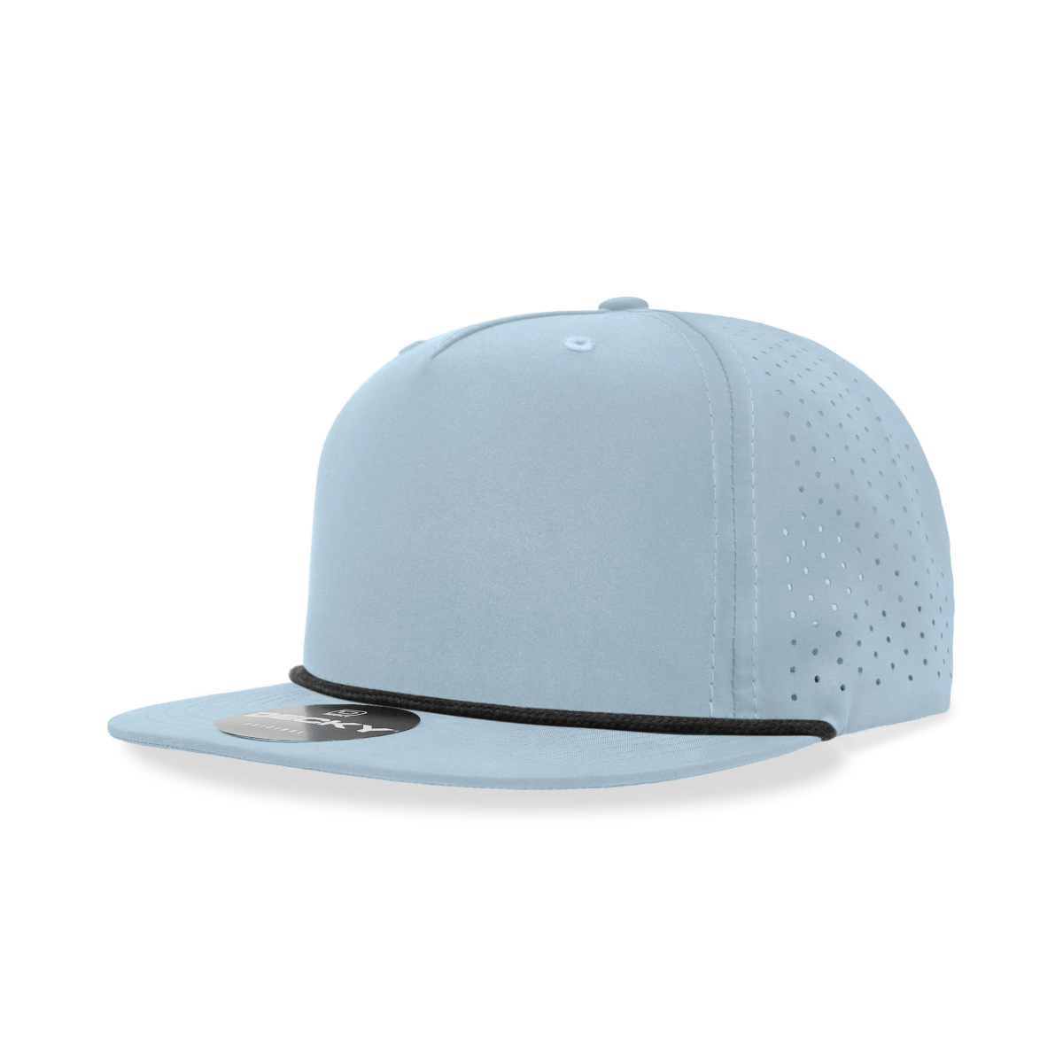 Decky 5 Panel High Profile Relaxed Perforated Performance Rope Hat | Decky 6226 Sky/Black Standard Hats