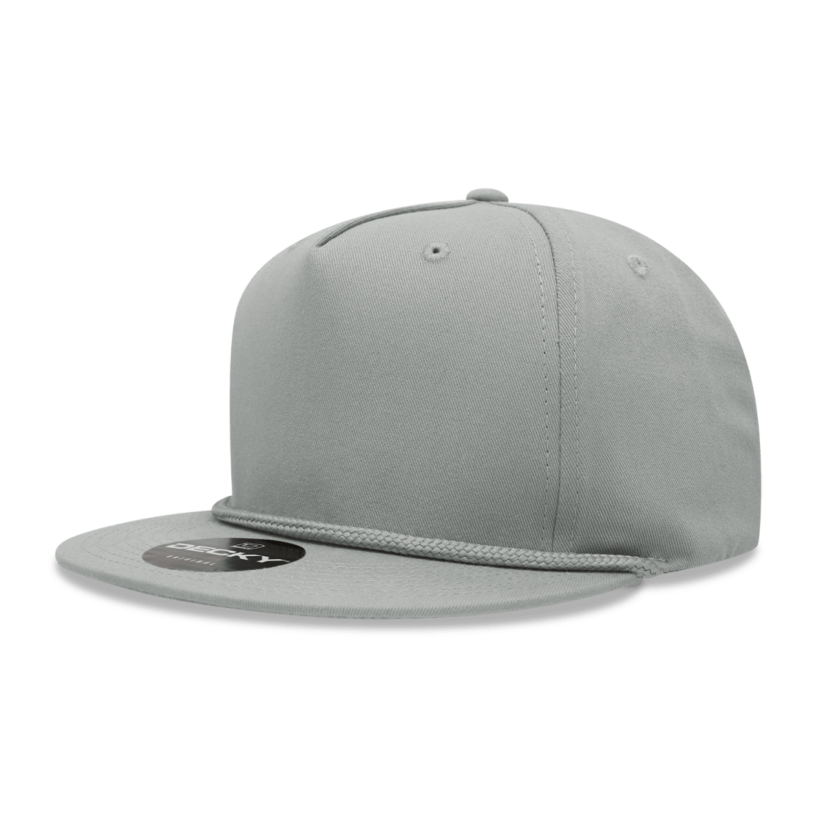 Decky 5 Panel High Profile Structured Cotton Blend Rope Hat | Decky 1041 Gray OSFM Hats