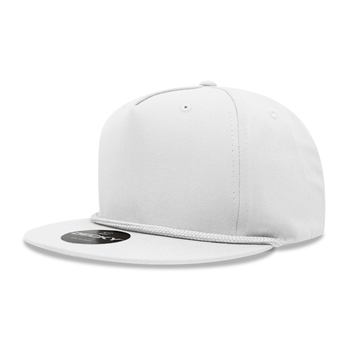 Decky 5 Panel High Profile Structured Cotton Blend Rope Hat | Decky 1041 White OSFM Hats