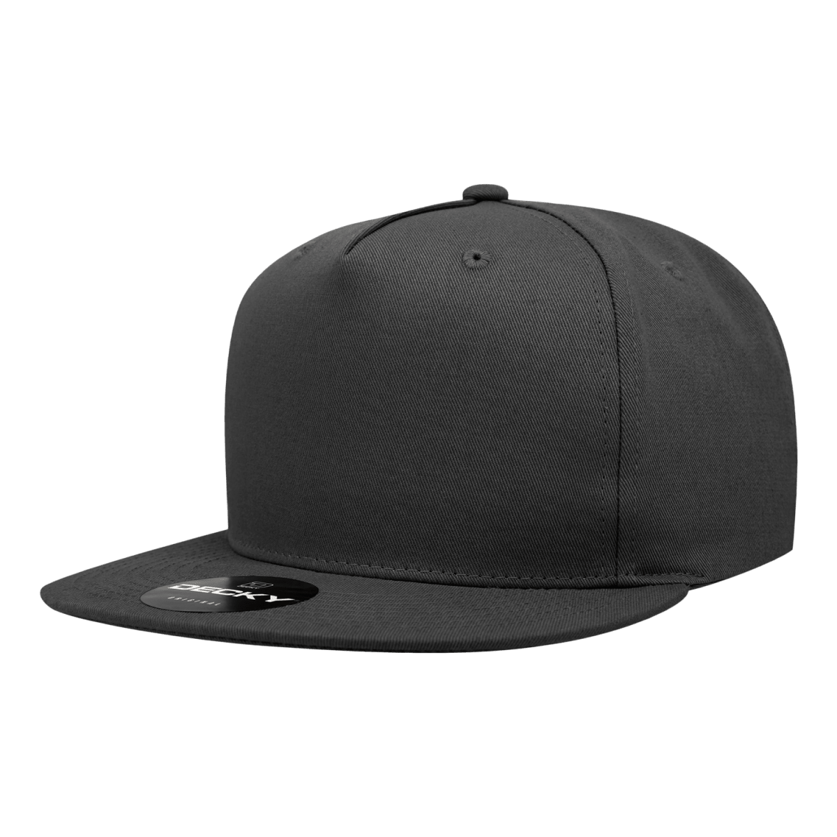 Decky 5 Panel High Profile Structured Cotton Blend Snapback | Decky 1064 Black Standard