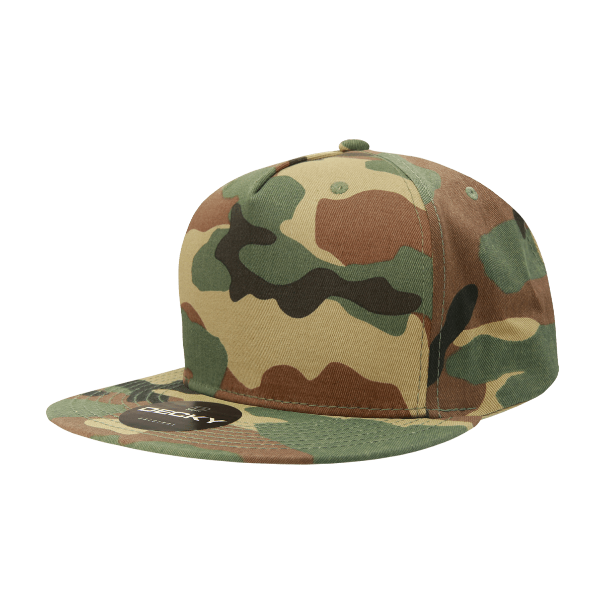 Decky 5 Panel High Profile Structured Cotton Blend Snapback | Decky 1064 Woodland Standard
