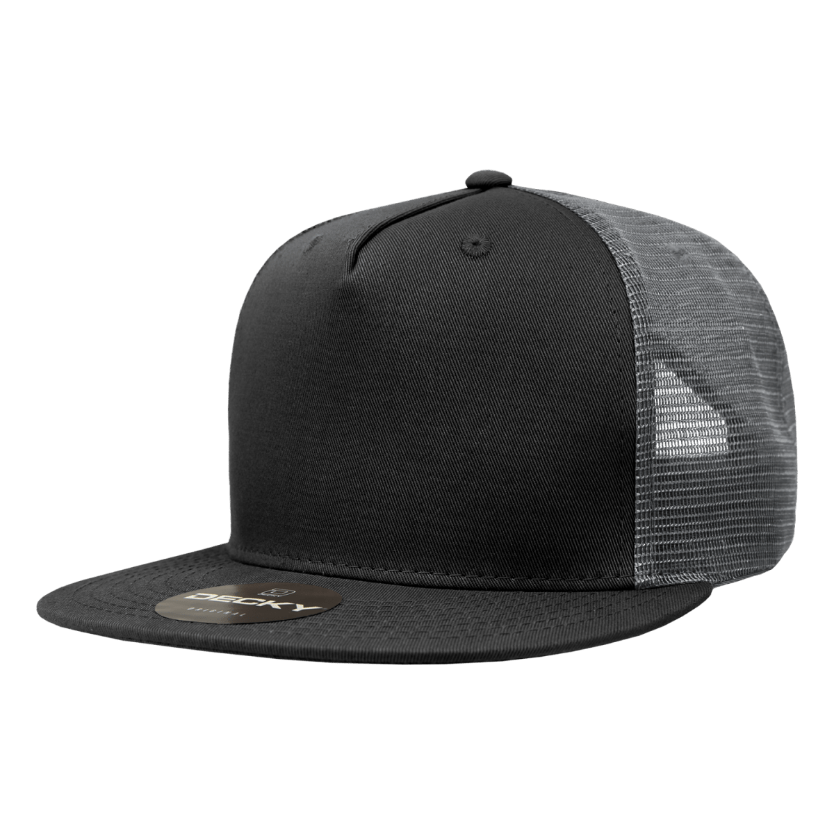 Decky 5 Panel High Profile Structured Cotton Blend Trucker | Decky 1040 Blk/Cha Standard