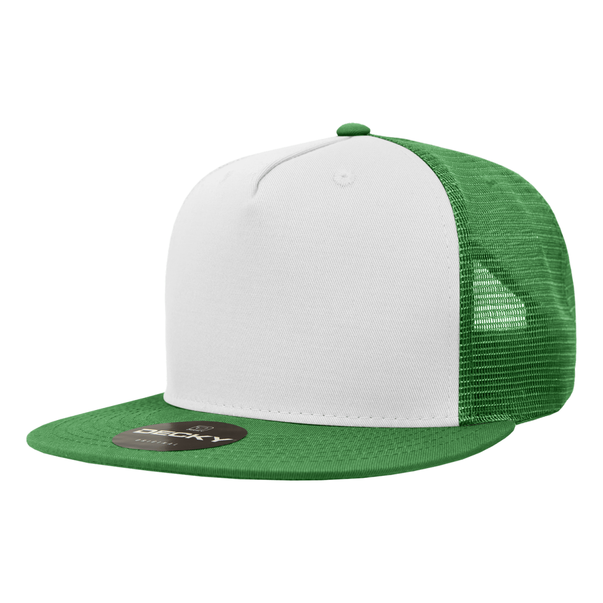 Decky 5 Panel High Profile Structured Cotton Blend Trucker | Decky 1040 Kel/Wht/Kel Standard
