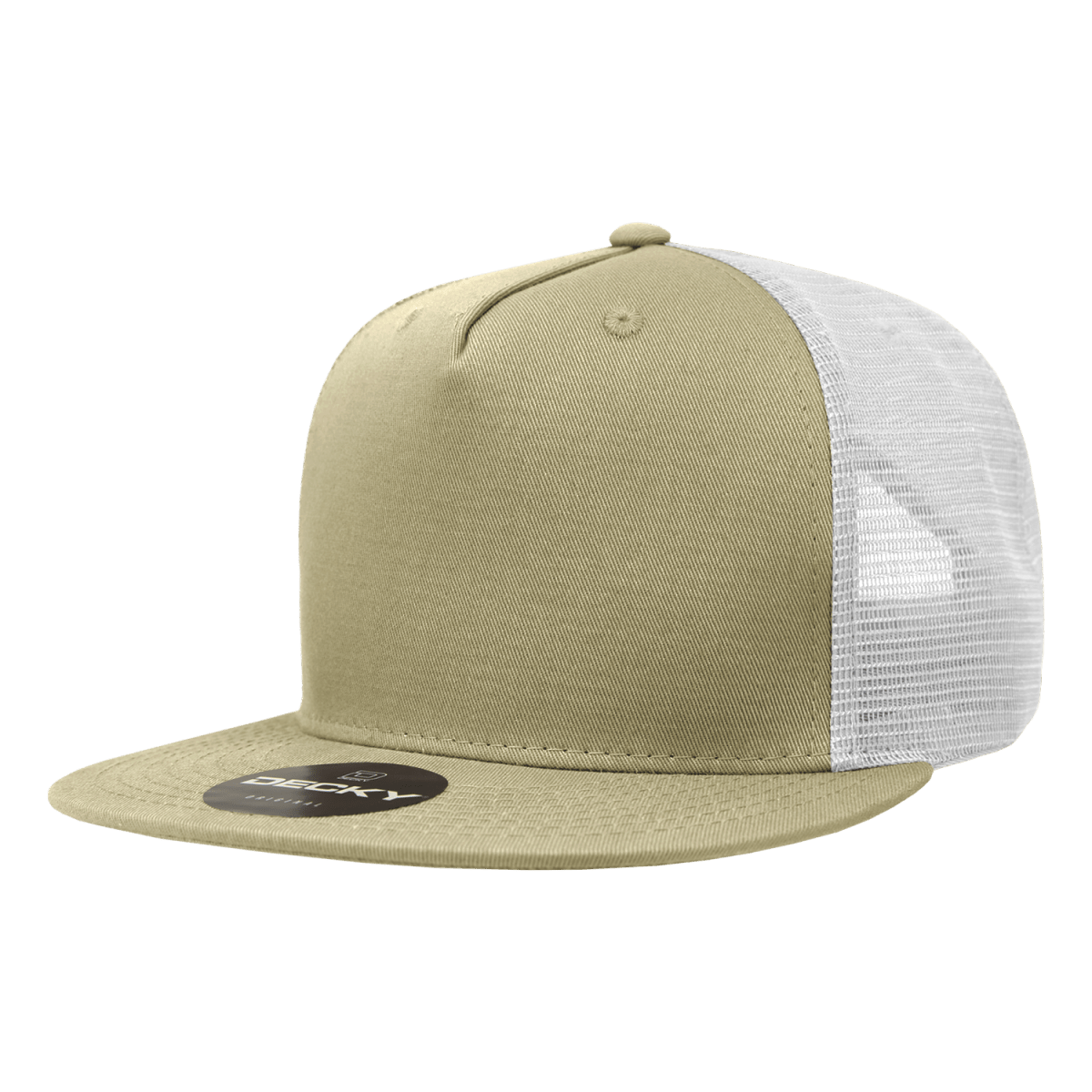 Decky 5 Panel High Profile Structured Cotton Blend Trucker | Decky 1040 Khaki/White Standard