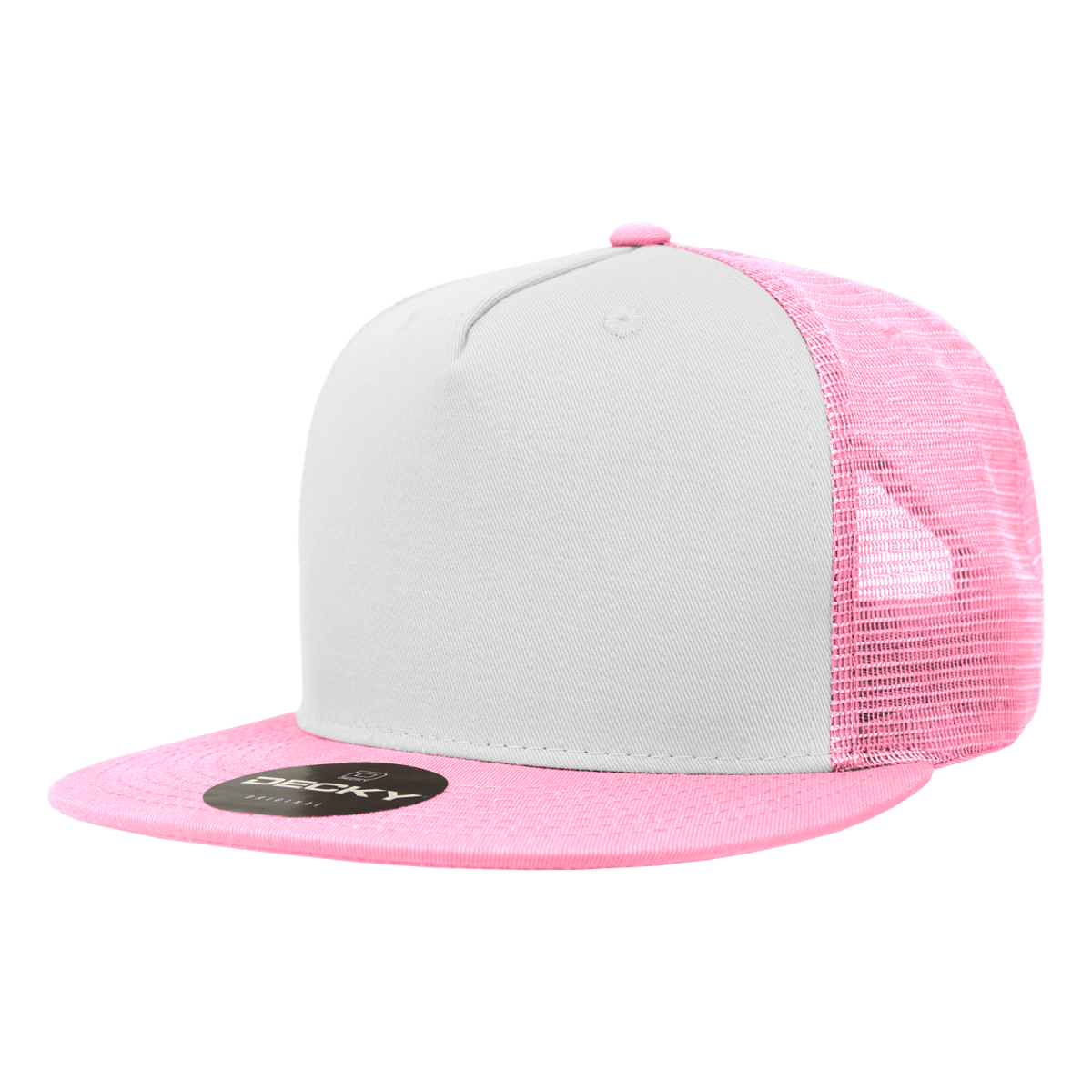 Decky 5 Panel High Profile Structured Cotton Blend Trucker | Decky 1040 Pnk/Wht/Pnk Standard